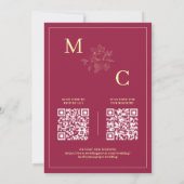 Apple Red Elegant QR Code Faire-part de mariage (Dos)