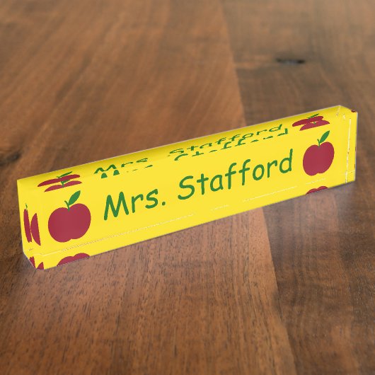 Apple Red Green Yellow van leraar, gepersonaliseer Naambordje (Zijkant)
