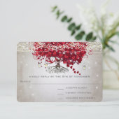 Apple Red Heart Leaf Wedding RSVP (Staand voorkant)