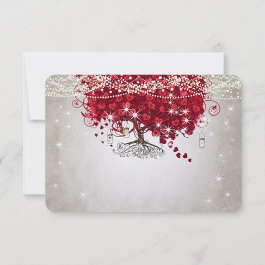 Apple Red Heart Leaf Wedding RSVP (Dos)