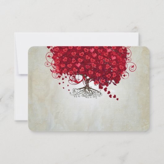 Apple Red Heart Leaf Wedding RSVP (Dos)