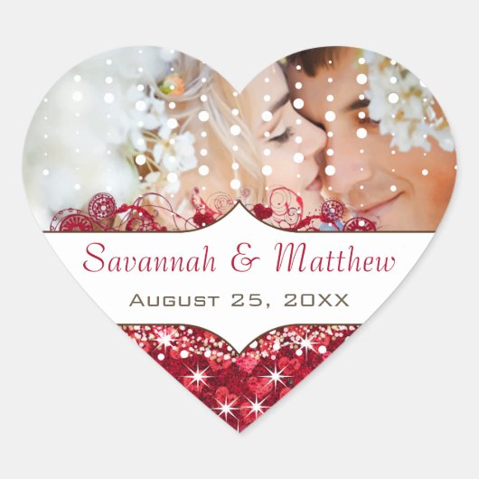 Apple Red Je foto Romantic Heart Leaf Hart Sticker (Voorkant)