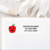 Apple Red Kawaii personalize retouradres Etiket (Insitu)