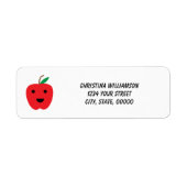 Apple Red Kawaii personalize retouradres Etiket (Voorkant)
