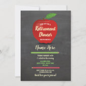 Apple Retirement Party Red Teacher Chalk Rustic Kaart (Voorkant)