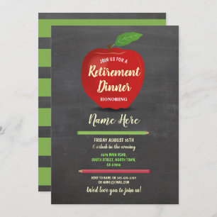 Apple Retirement Party Red Teacher Chalk Rustic Kaart
