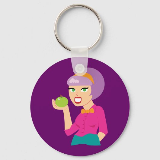 Apple Retro Girl, vers Sleutelhanger (Voorkant)