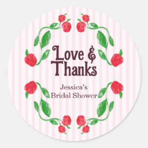 Apple Roze Liefde en Dankbaarheid Bruidsdouche Ronde Sticker