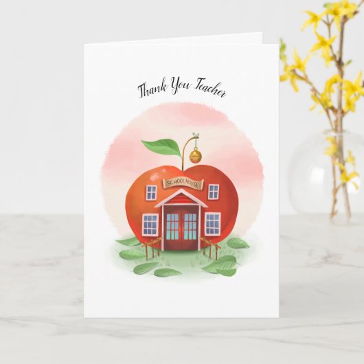 Apple Schoolhouse Teach Waardering Dank u Kaart (Gele Bloem)