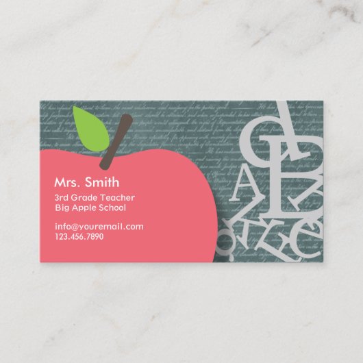 Apple-scripts en schoolleraar Chalkboard Visitekaartje (Voorkant)