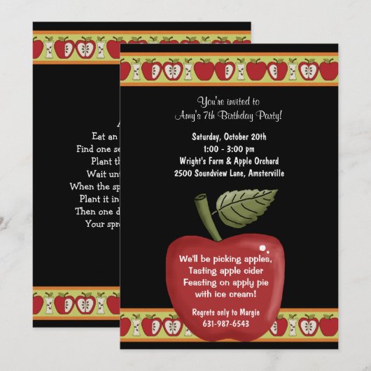 Apple Seeds - Invitation à la fête (Devant / Derrière)