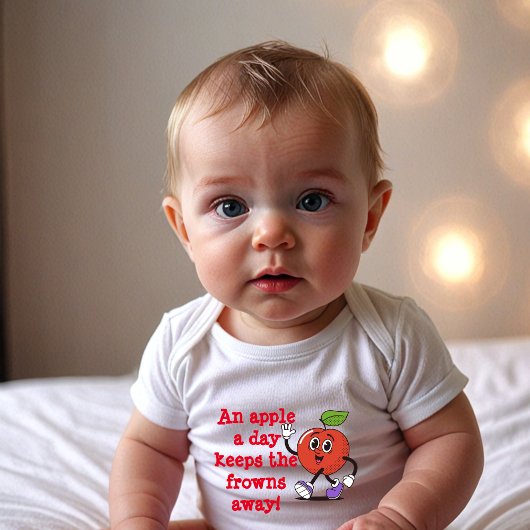 Apple Smiles: Adorable Retro Baby Bodysuit voor ba