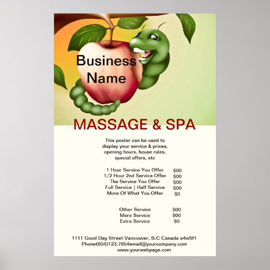 Apple Spa Massage Beauty Salon Poster (Voorkant)