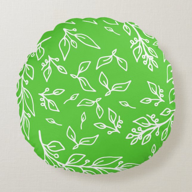 Apple Spring Green Floral Rond Kussen (Voorkant)