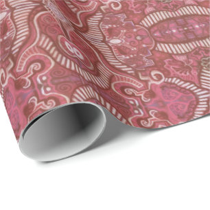 Apple Stripe Bohaan Arabesque Pattern Copper Red Cadeaupapier