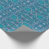 Apple Stripe Bohemian Arabesque Pattern Blue Blauw Cadeaupapier (Hoek)