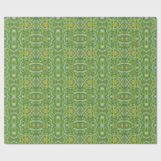 Apple Stripe Bohemian Arabesque Pattern Chartreuse Cadeaupapier (Vlak)