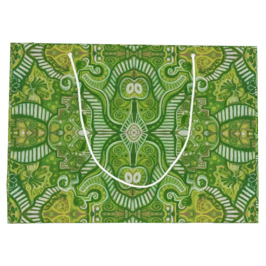Apple Stripe Bohemian Arabesque Pattern Chartreuse Groot Cadeauzakje (Achterkant)