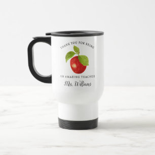 Apple Teacher Apprecie Name Travel Mug Cadeautje Reisbeker