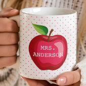 Apple Teacher Gift Personalized Polka Dots Koffiemok