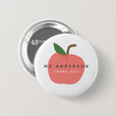 Apple Teacher | Moderne naam Dank u wel Cute Fun Ronde Button 5,7 Cm (Voorkant /achterkant)