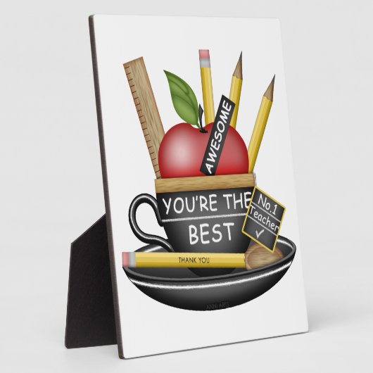 Apple Teacup Plaque voor leerkrachten Fotoplaat (Zijkant)