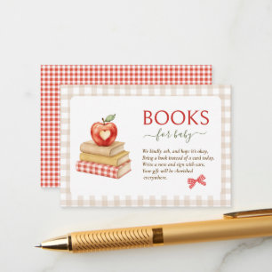 Apple thema rode gingham Baby Shower boeken voor b Informatiekaartje