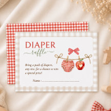 Apple thema rode gingham baby shower luier raffle