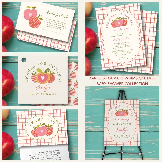 Apple Theme Herfst Baby Display Shower Enclosure Informatiekaartje