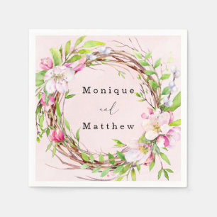 Apple Tree Blossom Waterverf Wreath Wedding Servet