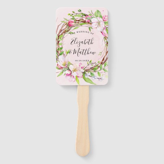 Apple Tree Blossom Weddenschap Bedankt Handwaaier (Voorkant)