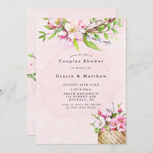 Apple Tree Blossoms Musique Couples Invitations de (Devant / Derrière)