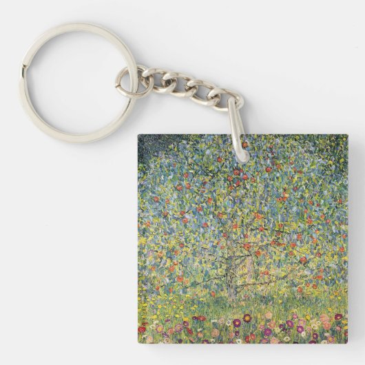 Apple Tree by Gustav Klimt,  Art Nouveau Sleutelhanger (Voorkant)