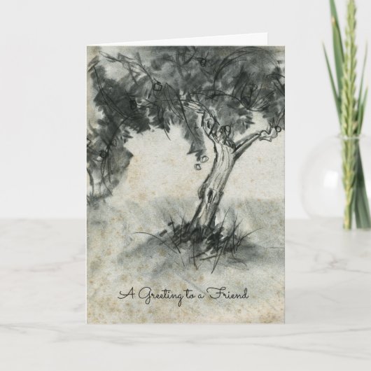 Apple Tree Charcoal Herfst Fruit Tree Friendship Kaart (Voorkant)
