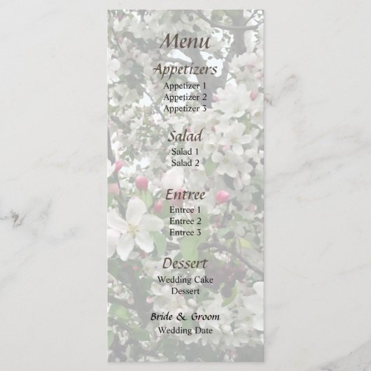 Apple Tree in Bloom Wedding Menu (Voorkant)