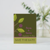 Apple Tree paarse herfst bruiloft Save the Date Aankondigingskaart (Staand voorkant)