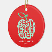Apple Typografie Kerstmis Beste Leraar Ooit Keramisch Ornament (Links)