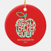 Apple Typografie Kerstmis Beste Leraar Ooit Keramisch Ornament (Achterkant)