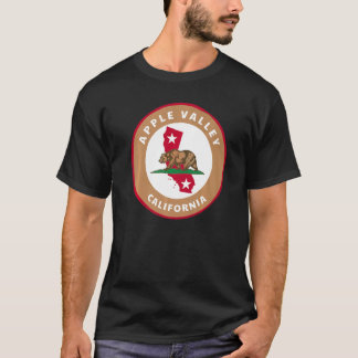 Apple Valley California CA Flag and Bear Badge Sou T-shirt