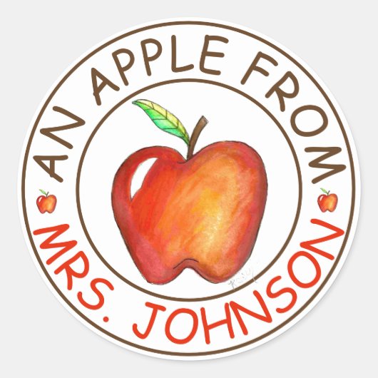 Apple van de docent Personalized Student Rewards Ronde Sticker (Voorkant)