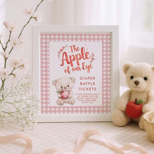 Apple van Eye Gingham Baby shower Luier Raffle Poster