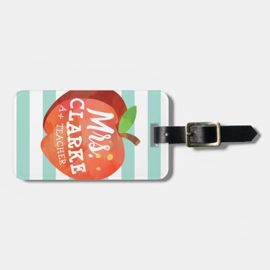 Apple van leraar | Aangepaste naam Bagagelabel (Voorkant horizontaal)