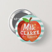 Apple van leraar | Aangepaste naam Ronde Button 5,7 Cm (Voorkant /achterkant)