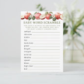Apple van ons Eye Baby shower Word Scramble-spel Informatiekaartje (Staand voorkant)