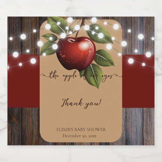 Apple van ons Eye Rustic Herfst Baby shower Sparkling Wijnetiket (Enkel label)