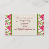Apple vert et carte de visite rose de professeur (Dos)