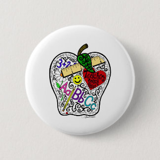 Apple voor de leraar ronde button 5,7 cm