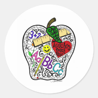 Apple voor de leraar ronde sticker