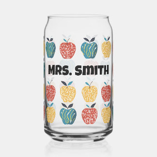 Apple voor Docent Aangepaste Naam Apple Patroon Blikvorm Glas