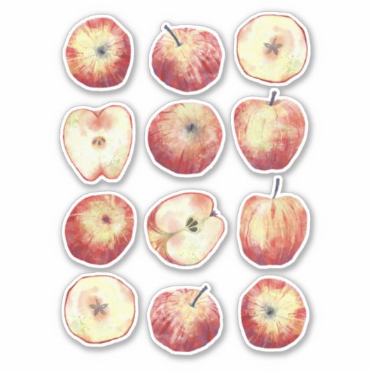 Apple Waterverf Fruit Sticker (Voorkant)